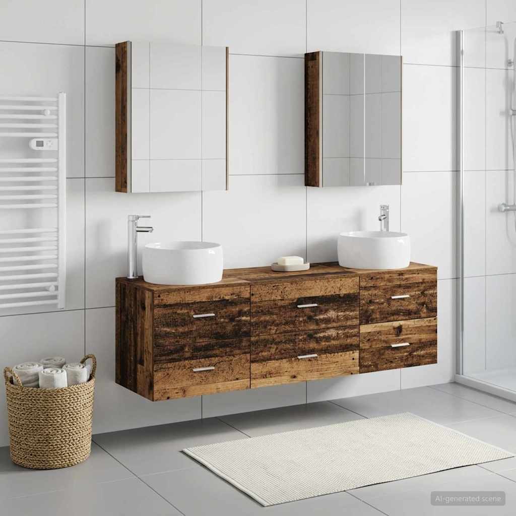 Set di mobili per il bagno 5 pz Legno antico