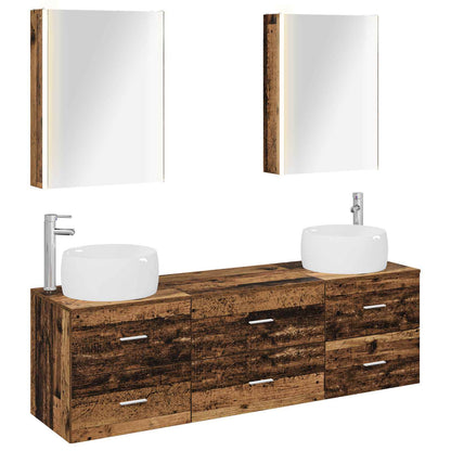 Set di mobili per il bagno 5 pz Legno antico