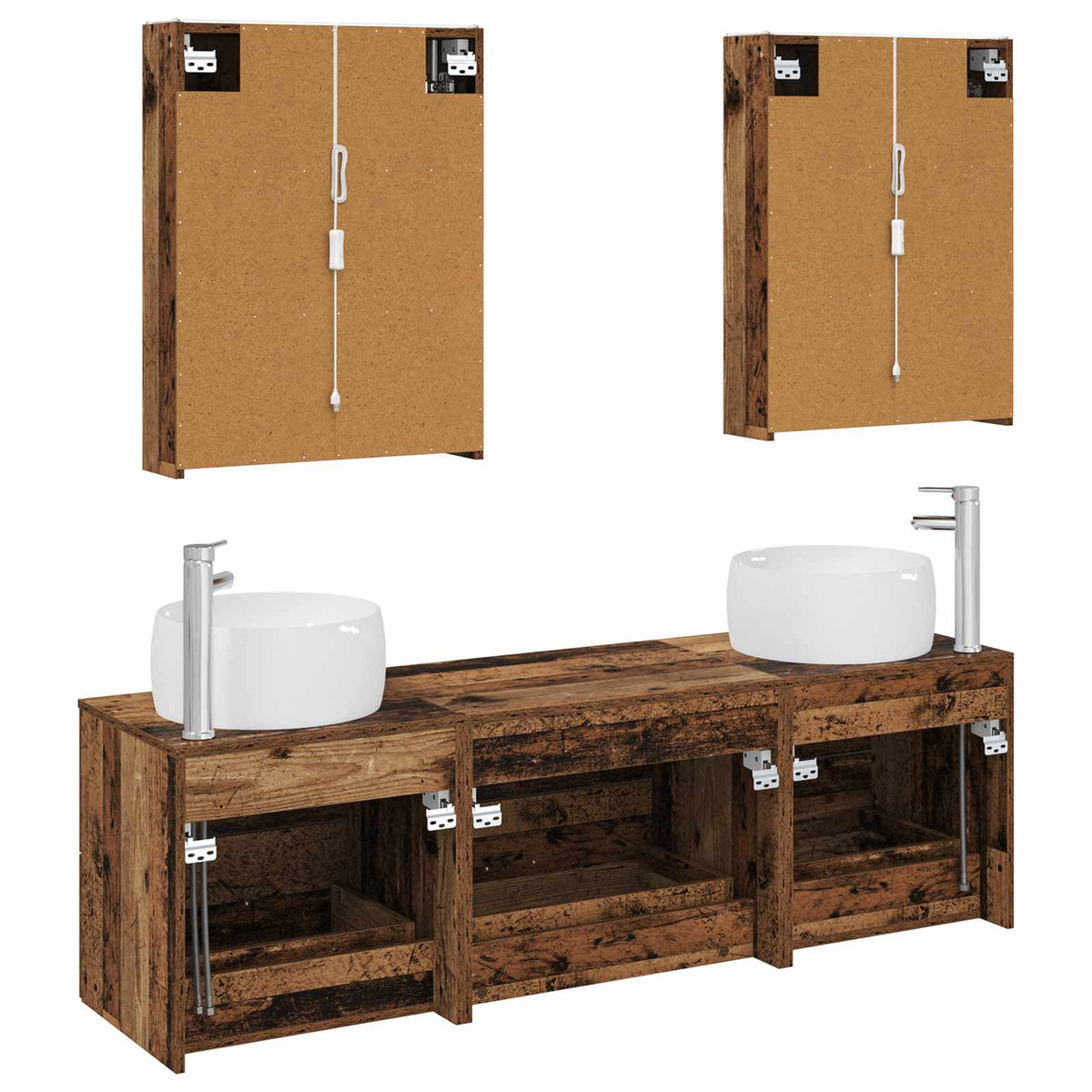 Set di mobili per il bagno 5 pz Legno antico | homemem39