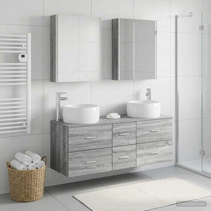 Set di mobili per il bagno 5 pz Sonoma grigio