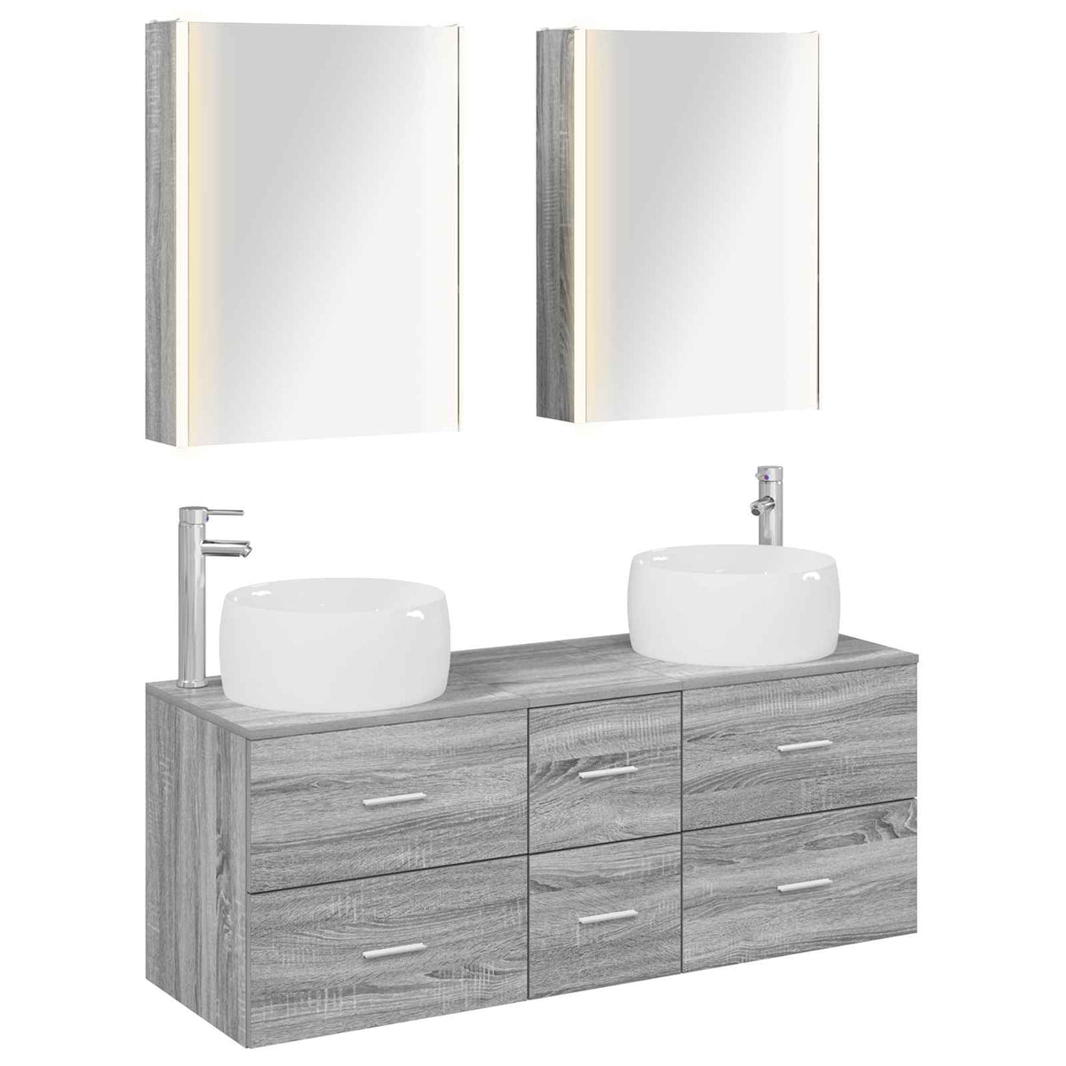 Set di mobili per il bagno 5 pz Sonoma grigio | homemem39