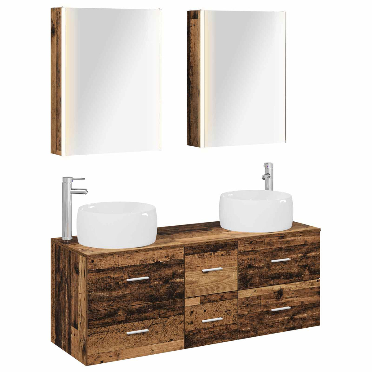 Set di mobili per il bagno 5 pz Legno antico
