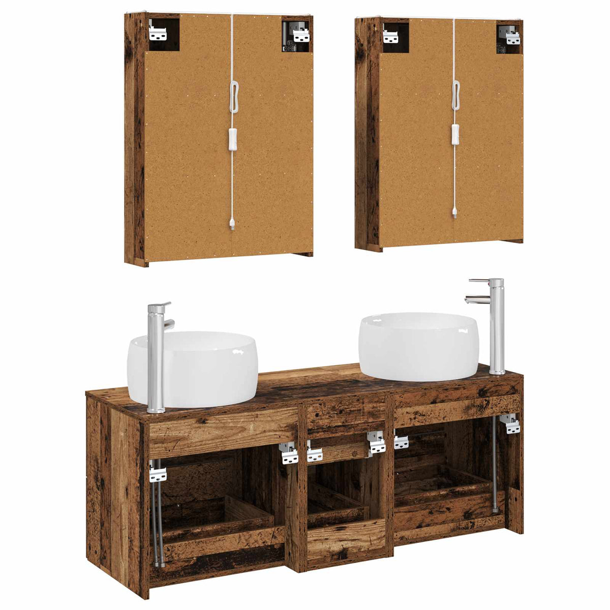 Set di mobili per il bagno 5 pz Legno antico | homemem39