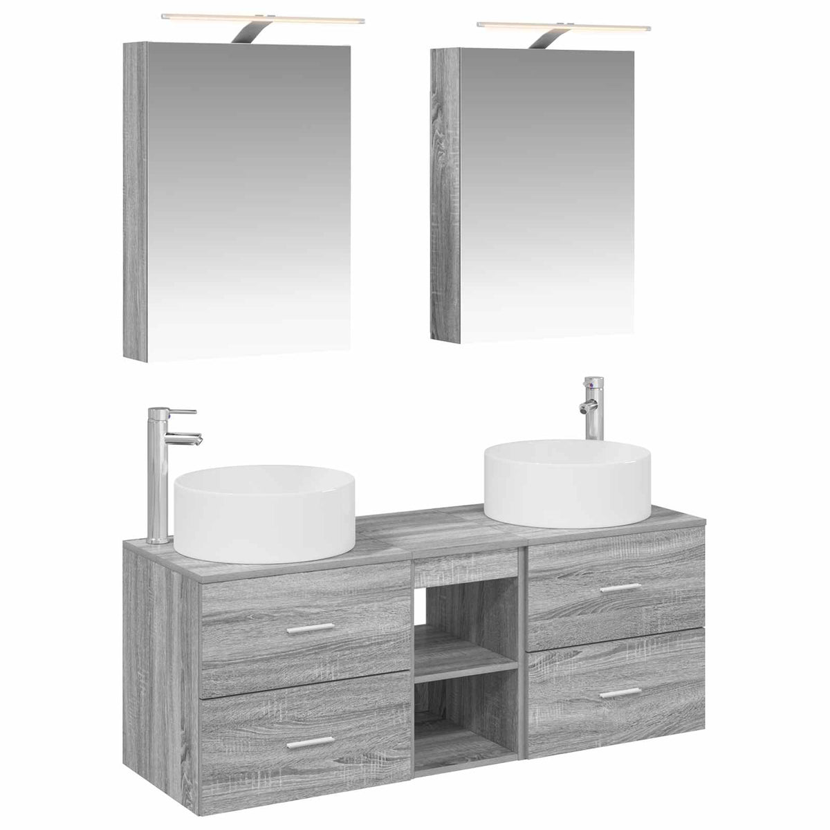 Set di mobili per il bagno 5 pz Sonoma grigio | homemem39