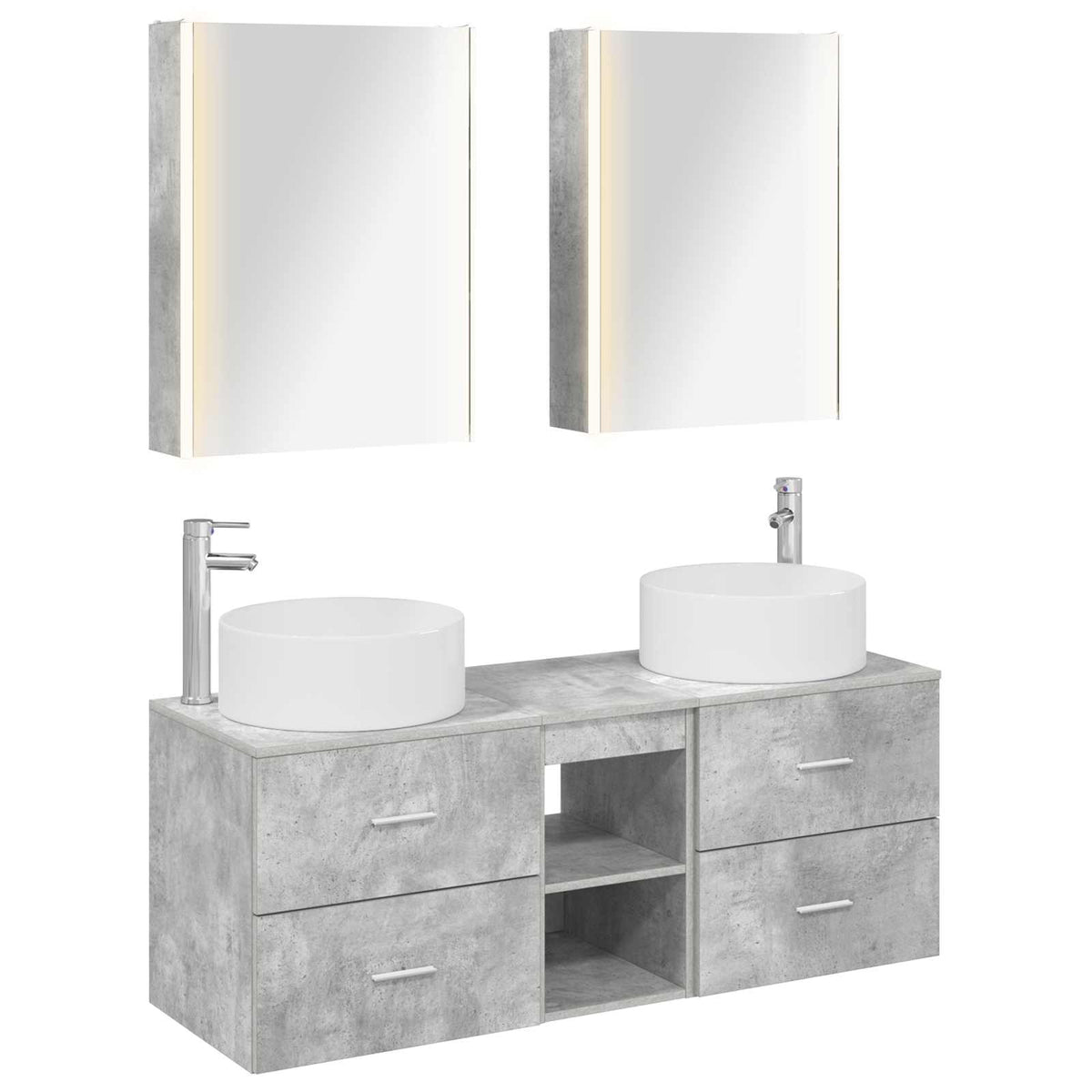 Set di mobili per il bagno 5 pz Grigio Cemento | homemem39