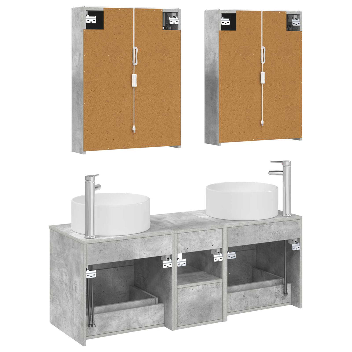 Set di mobili per il bagno 5 pz Grigio Cemento | homemem39