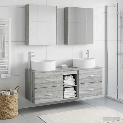 Set di mobili per il bagno 5 pz Sonoma grigio
