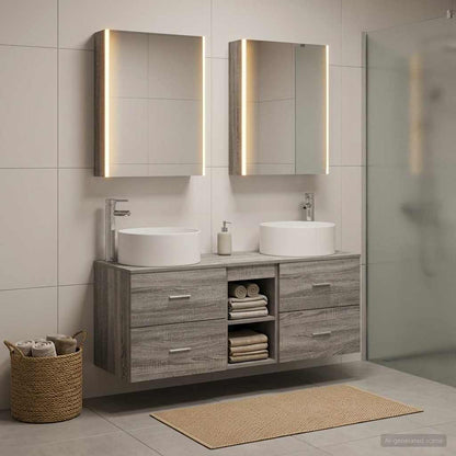 Set di mobili per il bagno 5 pz Sonoma grigio