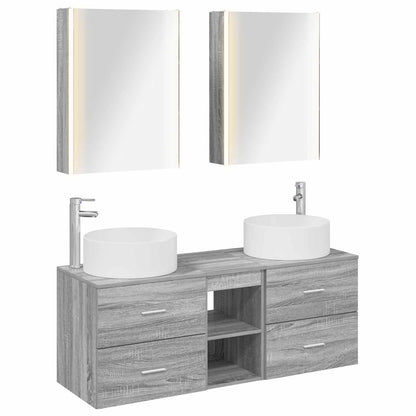 Set di mobili per il bagno 5 pz Sonoma grigio