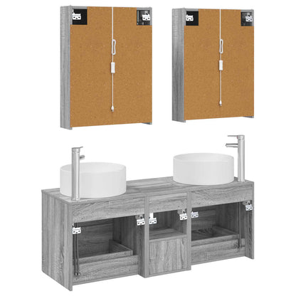 Set di mobili per il bagno 5 pz Sonoma grigio