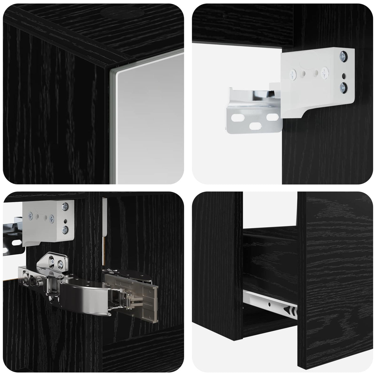 Set di mobili per il bagno 4 pz Rovere Nero | homemem39