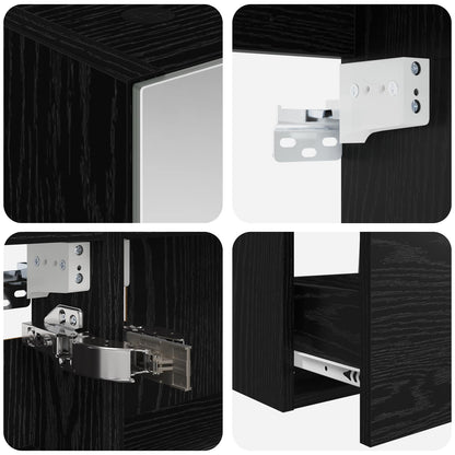 Set di mobili per il bagno 4 pz Rovere Nero | homemem39