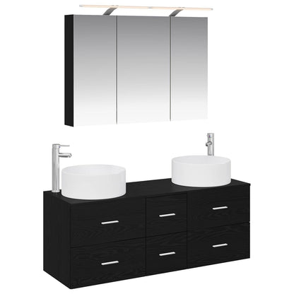 Set di mobili per il bagno 4 pz Rovere Nero | homemem39