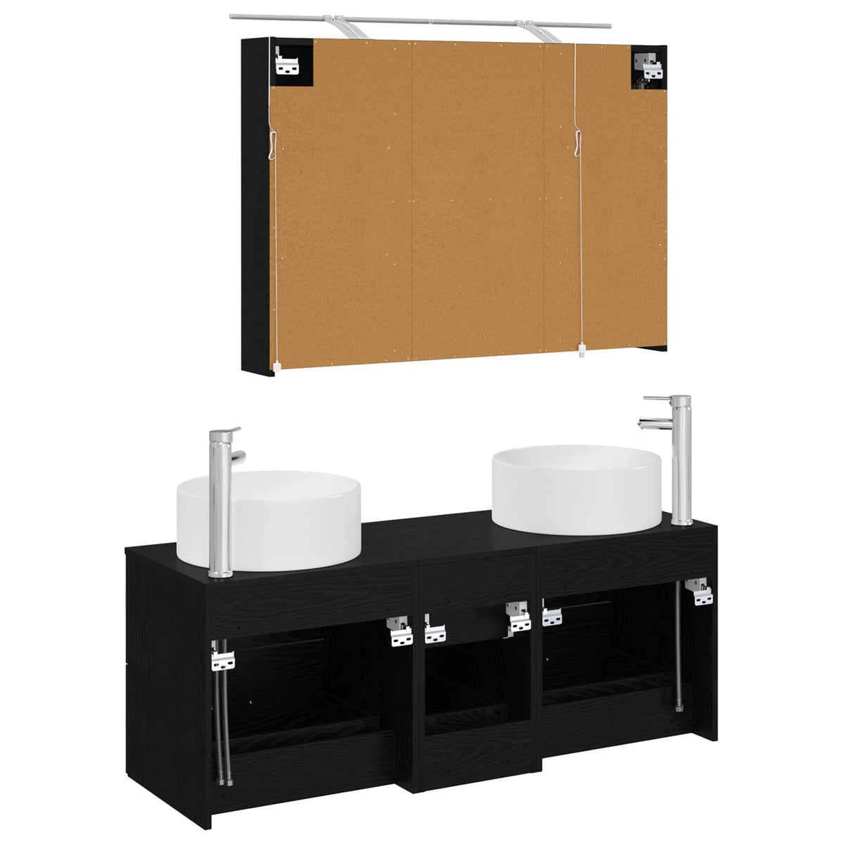 Set di mobili per il bagno 4 pz Rovere Nero | homemem39