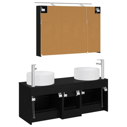 Set di mobili per il bagno 4 pz Rovere Nero | homemem39