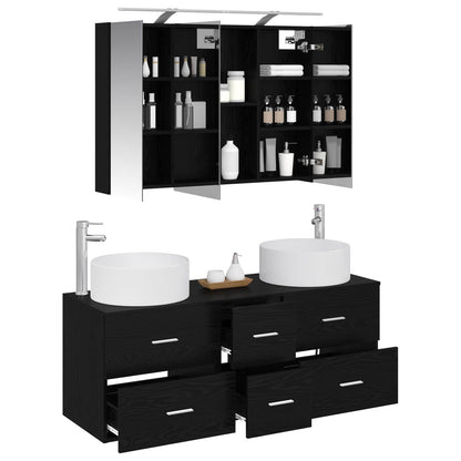 Set di mobili per il bagno 4 pz Rovere Nero | homemem39