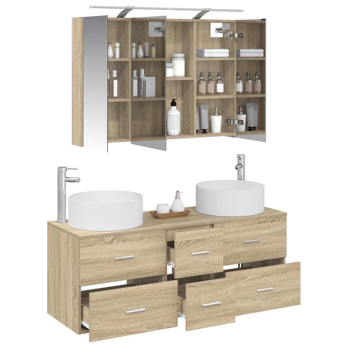 Set di mobili per il bagno 4 pz Rovere Sonoma | homemem39