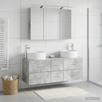 Set di mobili per il bagno 4 pz Grigio Cemento | homemem39