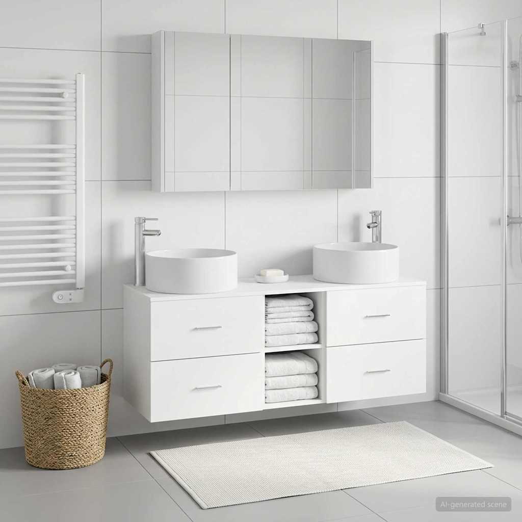 Set di mobili per il bagno 4 pz Bianco | homemem39