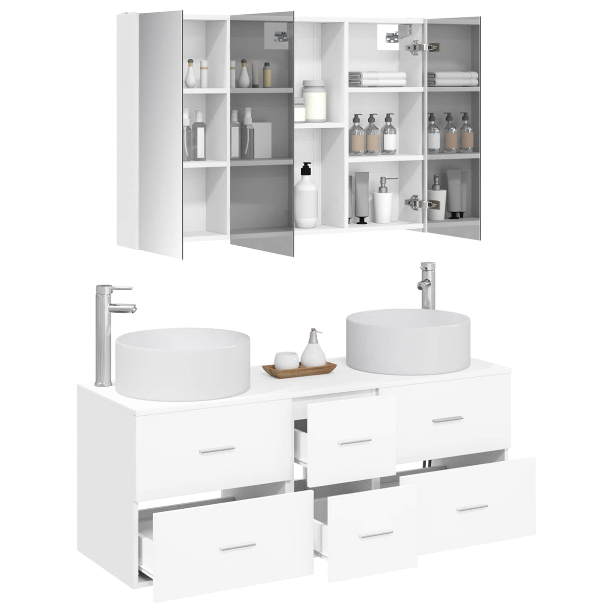 Set di mobili per il bagno 4 pz Bianco | homemem39