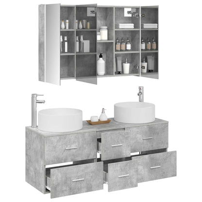 Set di mobili per il bagno 4 pz Grigio Cemento | homemem39