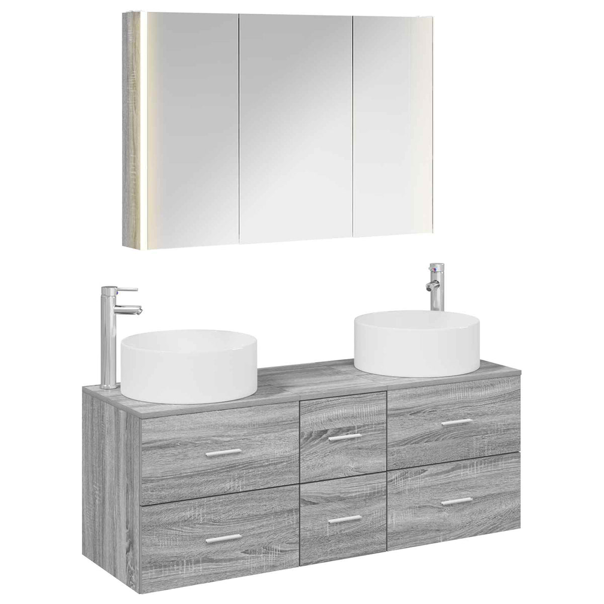 Set di mobili per il bagno 4 pz Sonoma grigio | homemem39