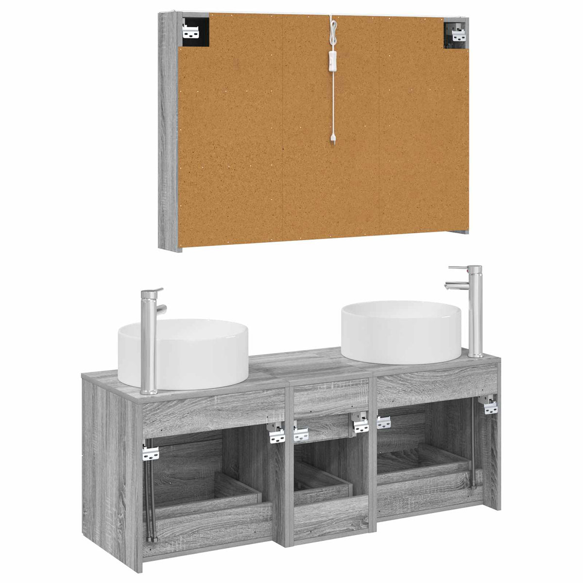 Set di mobili per il bagno 4 pz Sonoma grigio | homemem39
