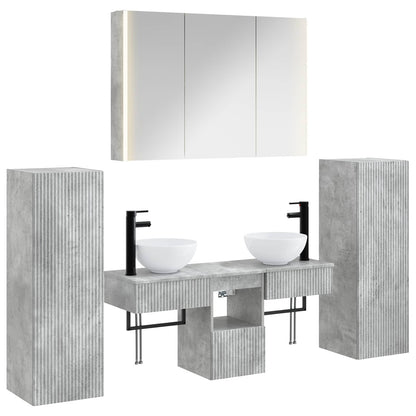 Set di mobili per il bagno 6 pz Grigio Cemento | homemem39