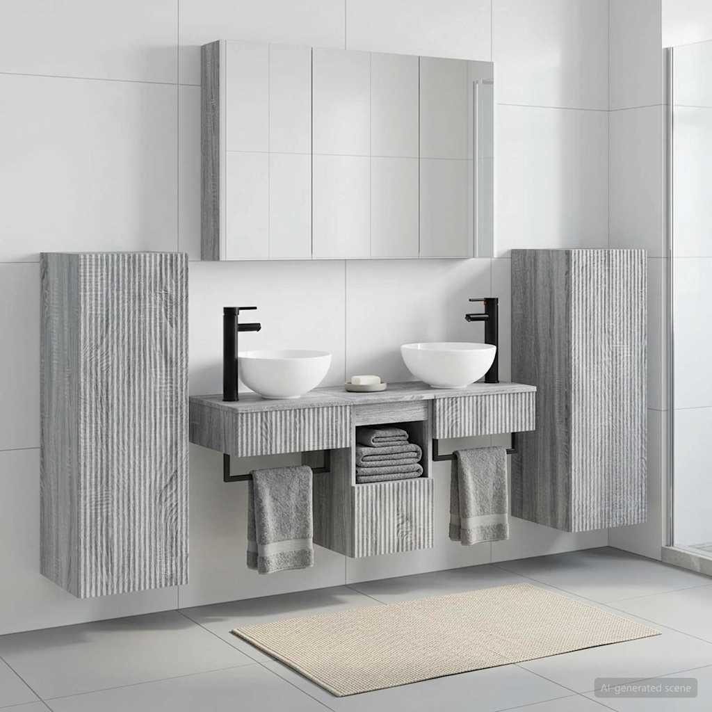 Set di mobili per il bagno 6 pz Sonoma grigio | homemem39
