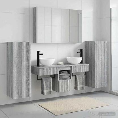 Set di mobili per il bagno 6 pz Sonoma grigio | homemem39
