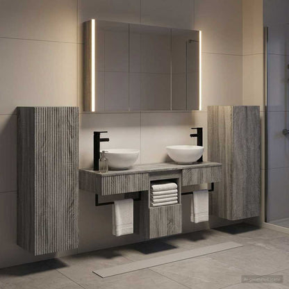 Set di mobili per il bagno 6 pz Sonoma grigio | homemem39