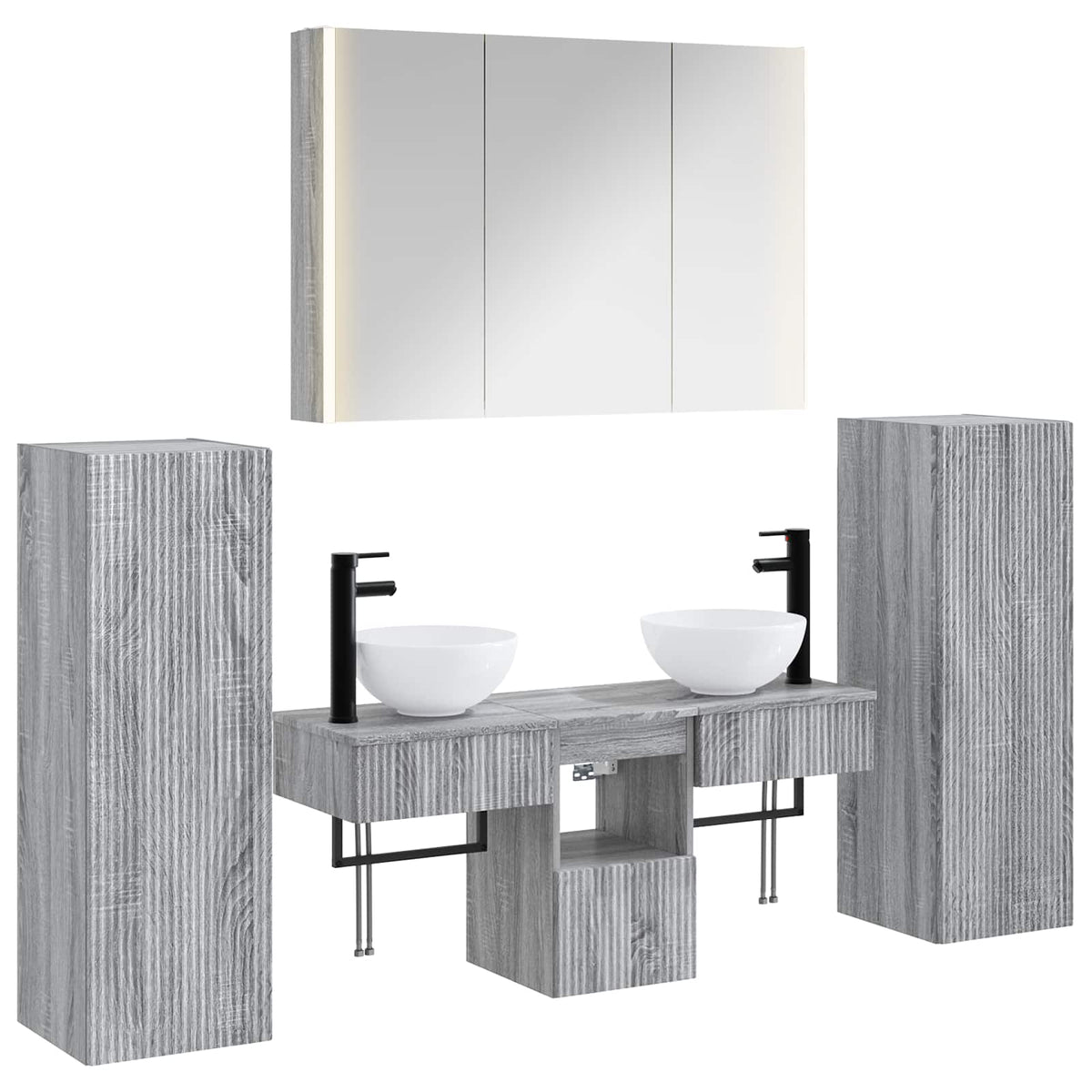 Set di mobili per il bagno 6 pz Sonoma grigio | homemem39