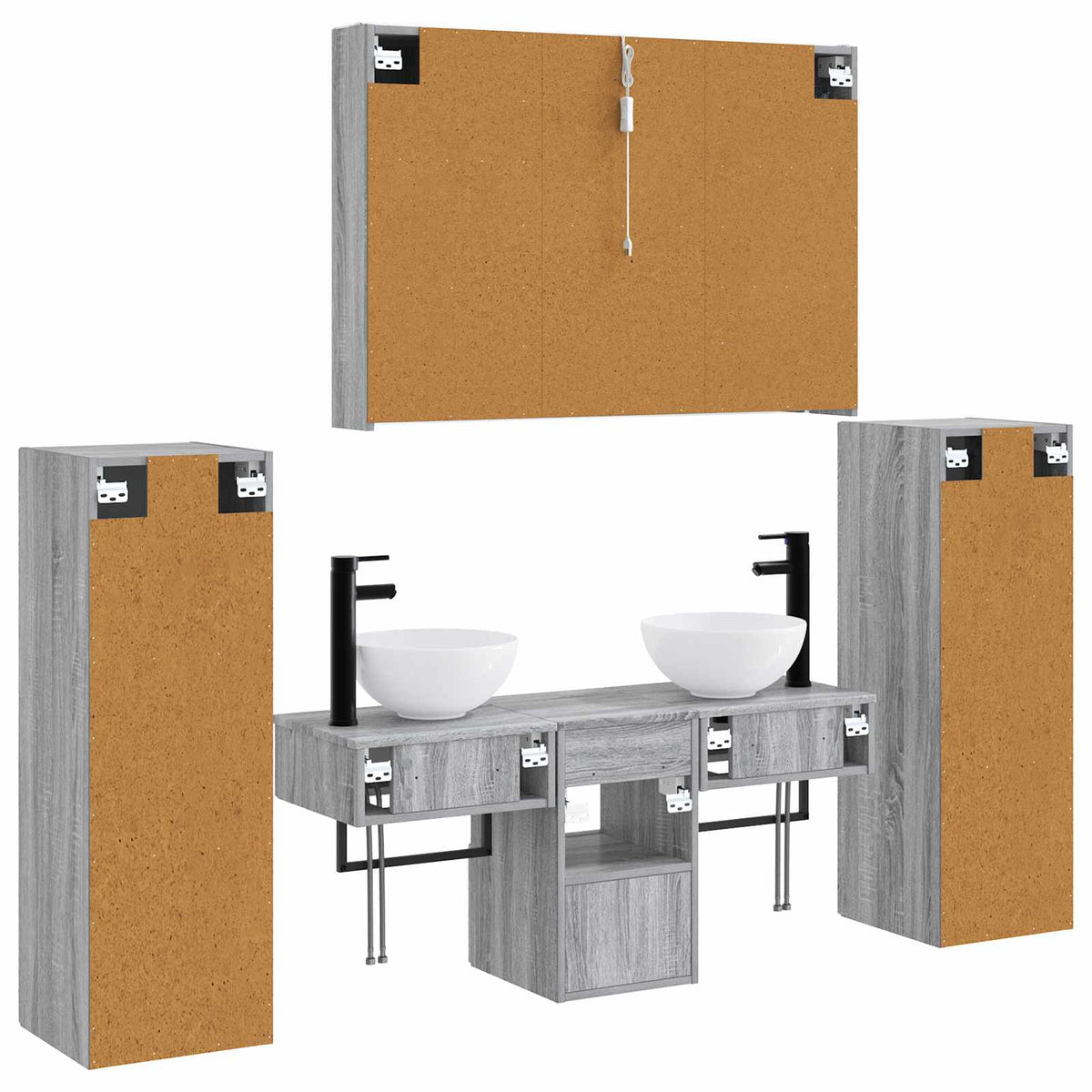 Set di mobili per il bagno 6 pz Sonoma grigio | homemem39