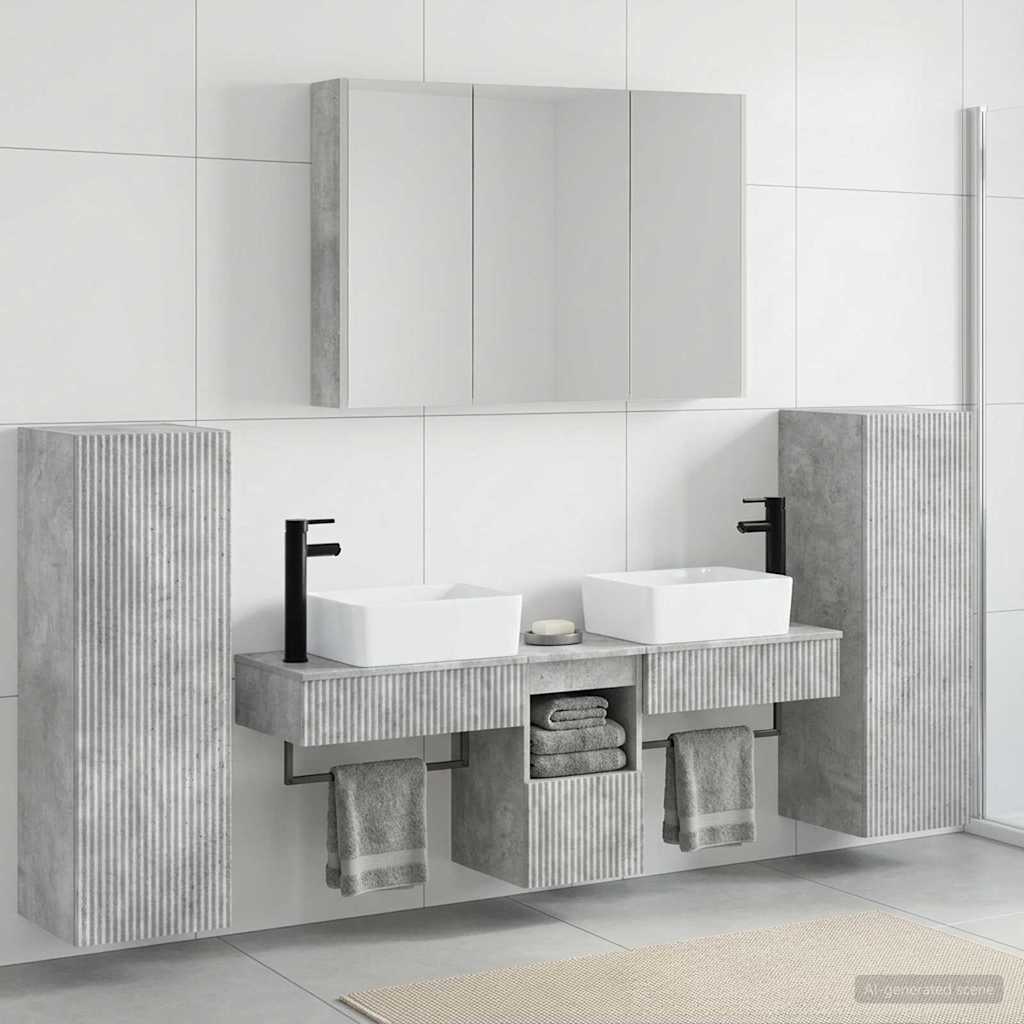 Set di mobili per il bagno 6 pz Grigio Cemento | homemem39