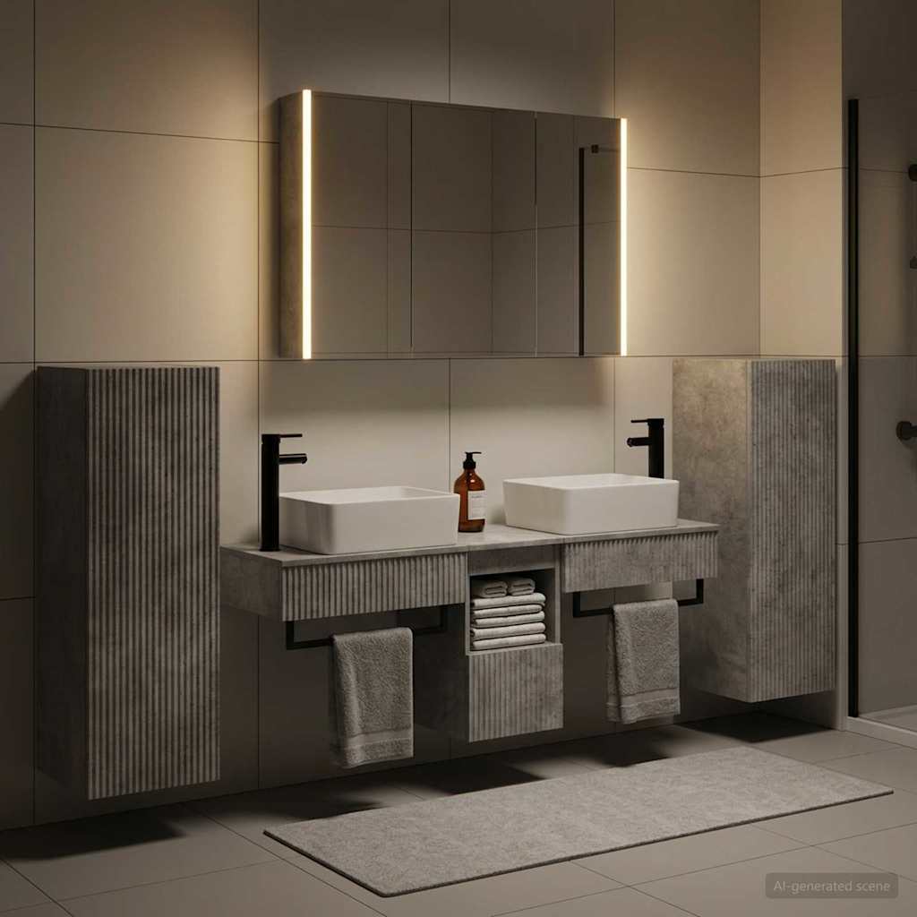Set di mobili per il bagno 6 pz Grigio Cemento | homemem39