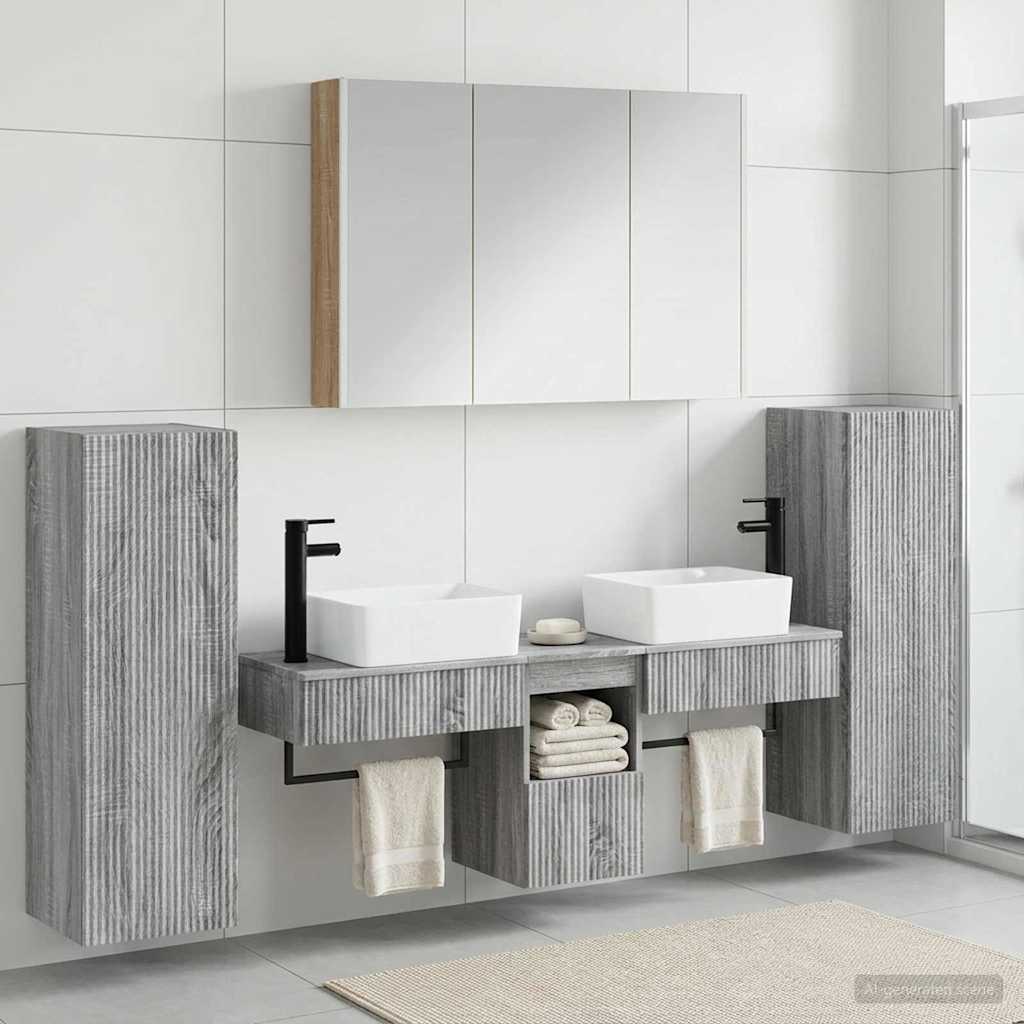 Set di mobili per il bagno 6 pz Sonoma grigio | homemem39