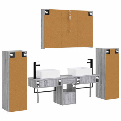 Set di mobili per il bagno 6 pz Sonoma grigio | homemem39