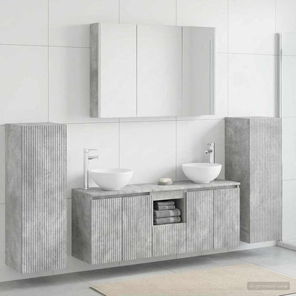 Set di mobili per il bagno 6 pz Grigio Cemento | homemem39