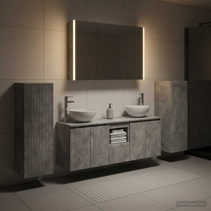 Set di mobili per il bagno 6 pz Grigio Cemento | homemem39