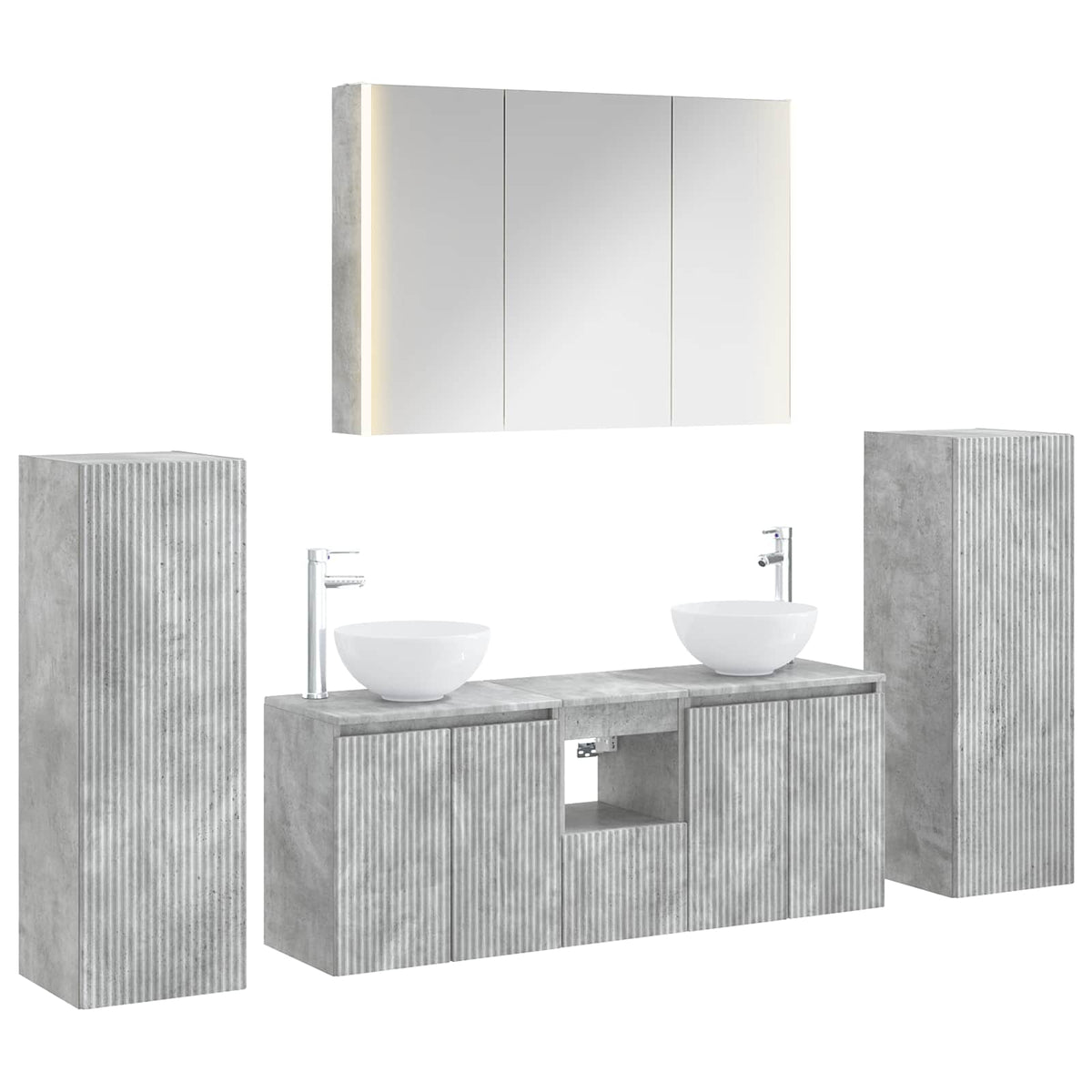 Set di mobili per il bagno 6 pz Grigio Cemento | homemem39