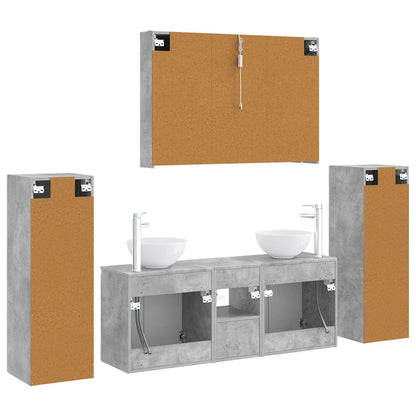 Set di mobili per il bagno 6 pz Grigio Cemento | homemem39