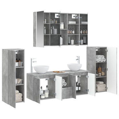 Set di mobili per il bagno 6 pz Grigio Cemento | homemem39
