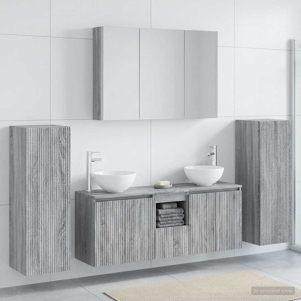 Set di mobili per il bagno 6 pz Sonoma grigio | homemem39