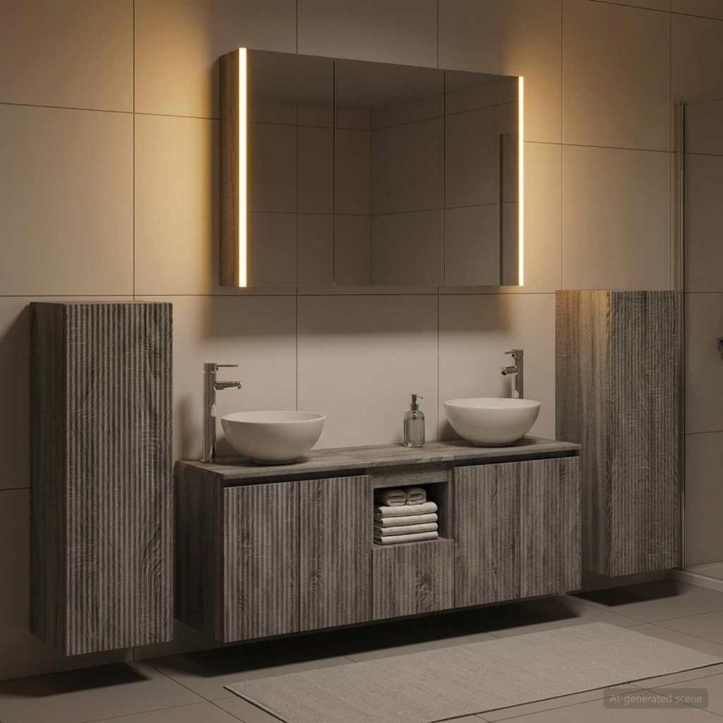 Set di mobili per il bagno 6 pz Sonoma grigio | homemem39