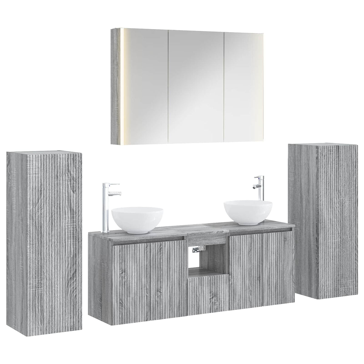 Set di mobili per il bagno 6 pz Sonoma grigio | homemem39