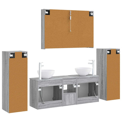 Set di mobili per il bagno 6 pz Sonoma grigio | homemem39