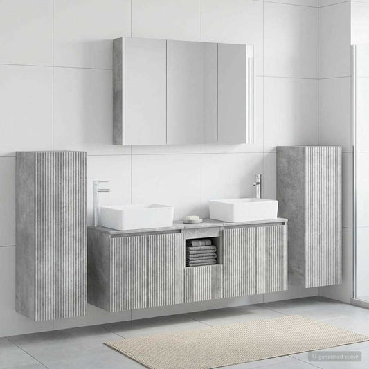Set di mobili per il bagno 6 pz Grigio Cemento | homemem39