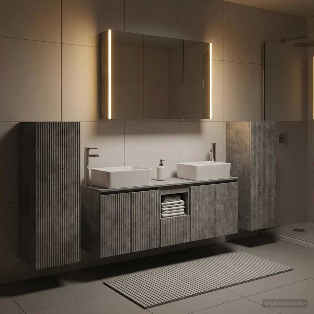 Set di mobili per il bagno 6 pz Grigio Cemento | homemem39