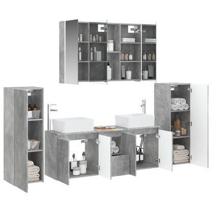 Set di mobili per il bagno 6 pz Grigio Cemento | homemem39