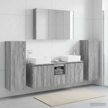 Set di mobili per il bagno 6 pz Sonoma grigio | homemem39